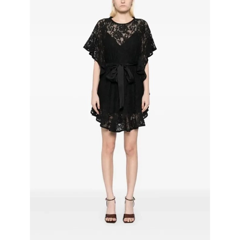 Zimmermann NWT Black Crush Lace Frill‎ Tunic Top Mini Dress Size 2P